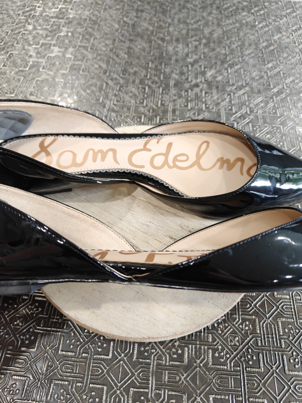 🐢 Sam Edelman Rodney Black Patent Leather Flats Size 10.5 Amazing!!
